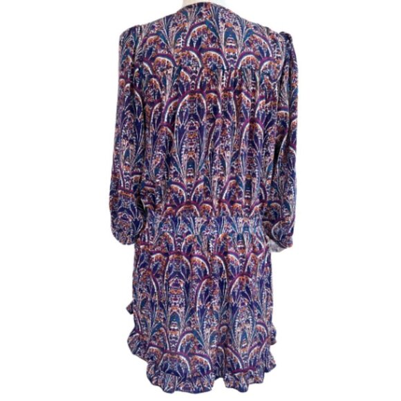 OLIVACEOUS Paisley Tassel Drawstring Dress with Ruffle Hem Size M - Picture 7 of 14